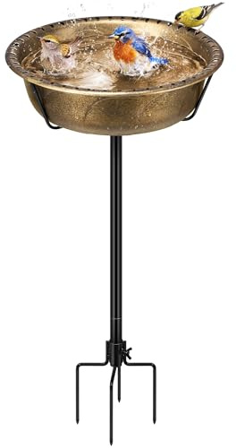 VIVOHOME Vogeltränke 71cm hoch Polyresin leicht antike Optik, Kupfer | Edles Design mit metallischer Vintage-Optik. Vollkommen frostsicher sowie winterfest. Geeignet als stabile Vogeltränke.