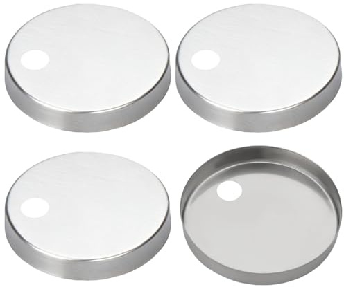 4 Pcs Toilet Seat Hinge Cover 55mm Diameter Toilet Caps Hinge Fixings Covers Stainless Steel Toilet Pan Top, Toilet Seat Hinges Fixing Decorative Covers Set, Toilet Seat Fittings for Home Hotel