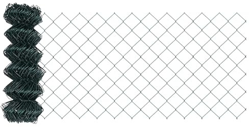 Kettenzaun Grün 10 x 0,8 m Stahl, Robuster Gartenzaun, UV-beständig, Wetterfest, Flexible Gitterzaun-Paneele für Außenbereiche, Grundstücksabgrenzung