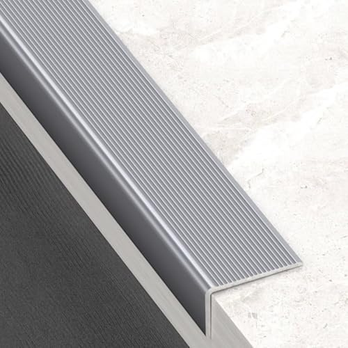 Profilo Antiscivolo per Scale - Protezione per Bordi Scale in Alluminio, Bordatura per Scale per Interni ed Esterni, Profilo angolare in Metallo, 3 Pezzi, 0,9 m ciascuno