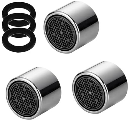 3 Pack Tap Aerators 22mm, Saver Tap Filter Nozzle Faucet Aerator Replacement Parts with 3 Gaskets, Female Spout Threaded Aerator for Kitchen Bathroom Sink