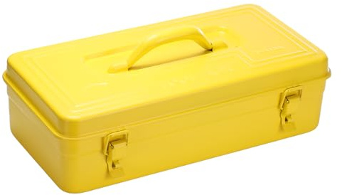 sourcing map Portable Steel Tool Box, 15.9 x 8.0 x 3.5 with Handle Double Metal Latch Trunk Tool Storage Box Metal Organizer Mountain Toolbox for Garage Warehouse Workshop Household, Yellow