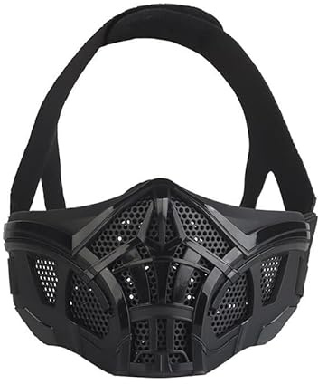 PBTMCD Masque Facial Tactique en Silicone Et Nylon, Demi-Protection Faciale Résistante Aux Chocs, for Les Sports De Plein Air L'entraînement(Black)