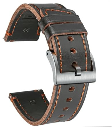 Snabbfrigörande kohud äkta läder klockarmband 18mm 20mm 22mm 24mm vintage läderrem för traditionell klocka för män, 24mm, Acetat, Inga ädelstenar