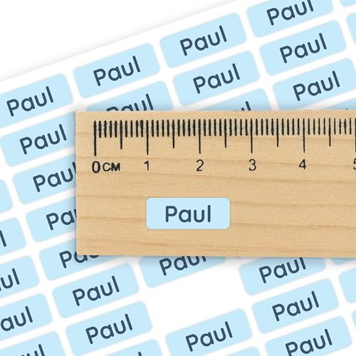 Klebekerlchen® | 175 Mini Namensaufkleber Kinder für Stifte und Schulsachen – Aufkleber zum Beschriften Schule & Kita – Namensschilder für Kleidung - Etiketten selbstklebend & wasserfest – Hellblau