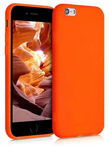 kwmobile Hülle für Apple iPhone 6 / 6S TPU Case - Handyhülle unterstützt kabelloses Laden, Flexible Schutzhülle, gummiertes Cover in Neon Orange