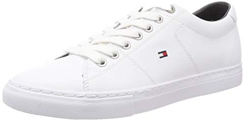 Tommy Hilfiger Sneaker con Suela Cupsole Hombre Essential Leather Calzado, Blanco (White), 40