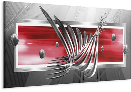 murando - Leinwand Bilder Abstrakt 120x40 cm Vlies Leinwandbild 1 tlg Kunstdruck modern Wandbilder Groß XXL Wanddekoration Design Wand Bild Panoramabild - grau rot a-A-0344-b-c