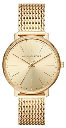 Michael Kors Watch for Women, Pyper Three-Hand Gold-Tone Stainless Steel Mesh Women's Watch