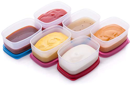 SIGNORA WARE Reusable Plastic Food Storage Containers – Stackable Airtight Food Containers for Snacks, Picnics, Food Prep, Picnics and more – Set of 6-3 oz