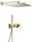VALAZ Douche Encastrable | Mitigeur Douche 2 voies, Pulvérisateur Effet Pluie | Installation Murale Facile et Rapide | Inoxydable, Carré, Pulvérisateur 25 cm, Doré Brossé, Série Miño
