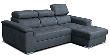 Robin Inspire Divano Angolare Modulare 3 Posti - Divano Letto a L Destro - Contenitore, 3 Poggiatesta Regolabili - per Soggiorno Moderno - 247 cm Silver Grigio
