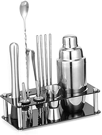 XIXIDIAN Bartender Kit with Stylish Stand,12 Piece Cocktail Shaker Set for Mixed Drink,Professional Stainless Steel Bar Tool Set