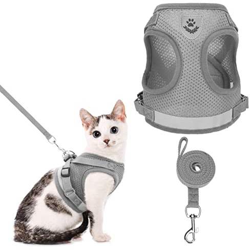 BINGPET Ausbruchsicheres Katzengeschirr und Leine, Set – verstellbare Weste für kleine, mittelgroße Katzen, Geschirr und Leine, Set – ideal für Spaziergänge mit Kätzchen