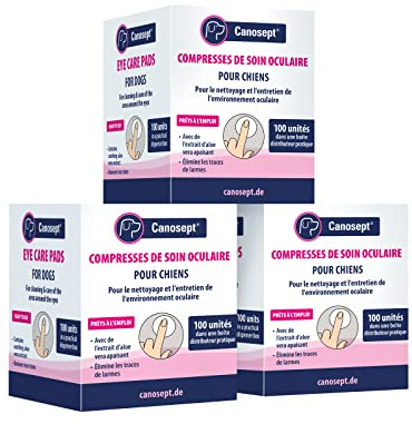 Canosept Salviettine Da Dito Per La Pulizia Occhi Dei Cani 300 Pezzi - Salviette Per Gli Occhi Che Rimuovono Le Macchie Di Lacrime - Con Estratto Lenitivo Di Aloe Vera - Cane per la cura degli occhi