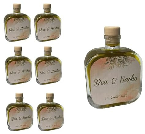 Aceite de Oliva Virgen extra Personalizada, Botellas Personalizadas, Regalos Orginales, Bodas, Comuniones, Bautizos, regalo eventos, regalo personalizado (24 Unidades)