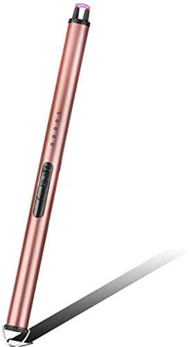 Encendedor de Vela eléctrica, Recargable Barbacoa Encendedor, DIRIGIÓ Interruptor de Seguridad de Pantalla de batería Encendedor for Acampar al Aire Libre de Vela Barbacoa Cocinando (Color : Pink)