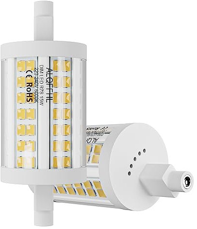 R7S 78mm Bombilla LED Regulable, 15W Doble Terminación Tipo J Luces de Inundación (150W Halógeno T3 Equivalente), 2000 lumen 6000K, Lámparas de pared / seguridad / suelo, Paquete de 2 ( Blanco Frío)