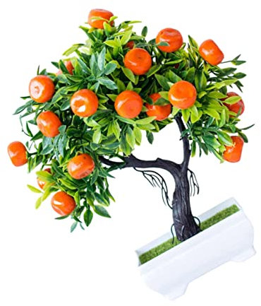 Cabilock Künstlicher Obstbaum Künstlicher Bonsai Geldbaum Bonsai Simulierter Obstbaum Indoor Baumsimulation Orangenbaum Desktop Schmuck Grüne Pflanzen Gefälschte