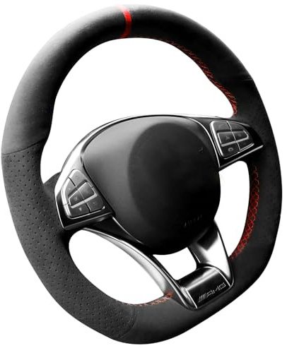 Alfanxi Handstich für Alcantara-Lenkradbezug Kompatibel mit Mercedes Benz AMG A45 / W205 C43 C63S/ CLA45 CLS63/ GLC 43 63/ E43 W213 / S-Klasse S500 (Roter Streifen)