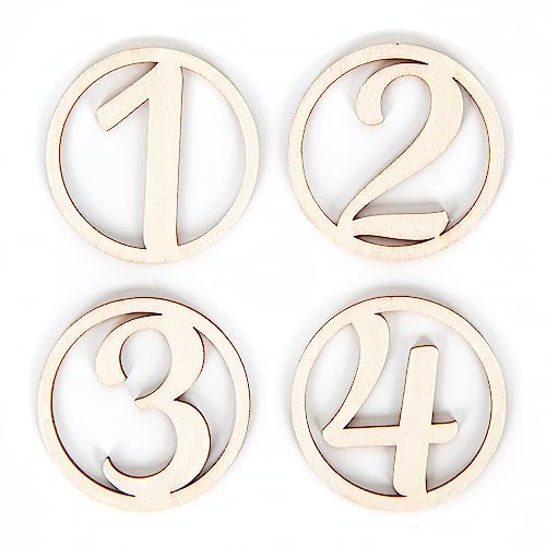 Breloques Noël chiffres 1 à 4 en bois naturel, Ø 5 cm: pendentifs décoratifs pour couronne de l’Avent, porte-bougies, compositions, bricolages et décorations de Noël réutilisables