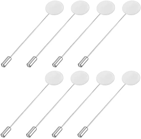 sourcing map Rond Broche Épingles 3 Pouce Métal Plateau Bâton Revers Broche Longue Aiguille Agrafes pour Femme Homme Badge Écharpe Chapeau, Blanc, 30pcs