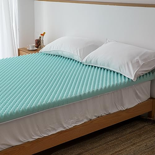 Simple&Opulence 3 Inch Egg Crate Memory Foam Mattress Topper, Cooling Gel Mattress Pad, Convoluted Foam for Promote Airflow and Relieve Pressure Points, CertiPUR-US Certified - King Size