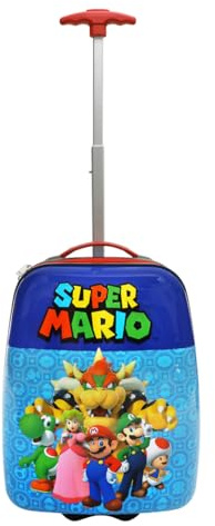 Bioworld Super Mario 16.5-Inch ABS Youth Carry-on Luggage with Trolley Handle for Toddler