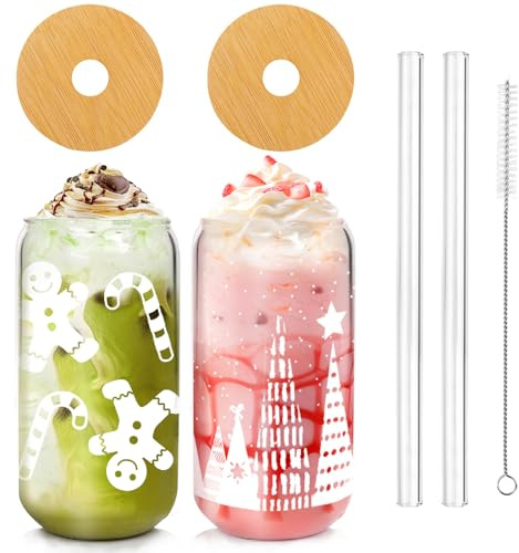Mason Life Weihnachtsglas, Lebkuchen Mann Weihnachtsbaum Wasser Glas (weiß)