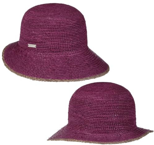Seeberger Tascova Schute Strohhut Sonnenhut Sommerhut Damenhut Gartenhut Strandhut Damen - mit Schirm Frühling-Sommer Sommer - One Size Pflaume