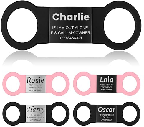 YEHANTI Hundemarke mit Gravur - Leise Silikon Hundemarke Personalisiert mit Name, Telefonnummer und Adresse - Personalisierte Anhänger Marke für Hunde, Katzen und Welpen (Schwarz-Schwarz, L)