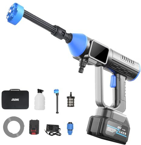Kngiybo Lave-auto Léger Sans Fil à Jet, Nettoyeur Haute Pression Avec Batterie Rechargeable Et Chargeur, Pour Voiture, Clôture, Nettoyage Des Sols, Jardin, Laveuse électrique Sans Fil à Press(Color:C)