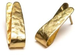 Vestopazzo Gehämmerte Dreieck-Ohrringe. Schmetterlingsverschluss, Höhe 2 cm. Nickel getestet. Handwerkskunst. Unisex. DD16127, Messing, s, Messing, Kein Edelstein