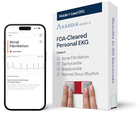 KardiaMobile 1-Lead EKG Monitor, Medical-Grade FDA-Cleared Personal Heart Monitor, Detects Normal, AFib & Arrhythmias, 30 Second Results, Works with Most Smartphones, HSA&FSA Eligible
