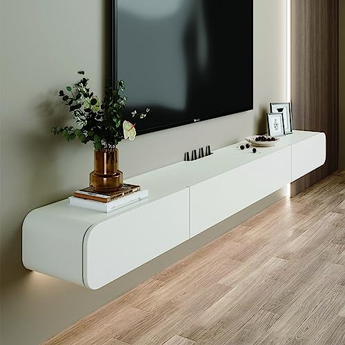 FPIGSHS TV Lowboard Hängend mit 2 Schublade TV Board 120-200 cm, Modern TV Schrank fernsehschrank für Wohnzimmer Schrank fernsehtisch Hängeschrank Multimedia Wandregal (A, 120cm)