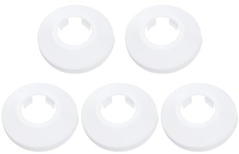 sourcing map 5PCS Pipe Cover Decor 1 In/26.5mm Flange Pipe Cover Decor PP Plastic Plumbing Cover Plates Escutcheon Water Drain Pipe Line Wall Flange Pipe Decorative Cover, White