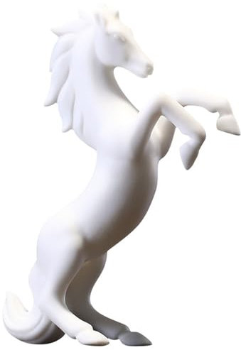 SWLOM Garten Skulptur Miniatur-Kreative Keramik-Statue eines weißen Pferdes, Feng Shui-Mikrolandschaftszubehör, Sternzeichen-Pferd-Porzellanstatue