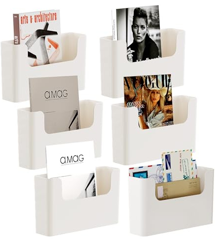 Senhoglb Wand Hängeorganizer, No Drilling 6 Stück Plastik Wandordnerhalter, Weiß Desk File Organizer Vertical Mail Organizer Wall Mounted Magazine Rack With Adhesive Pad für Büro Küche Kühlschrank
