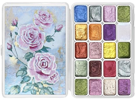CraftyManor Forestry Shifting Watercolour Painting Set, 20 Color Shifting Water color Paint Kit, Shimmer Metallic Watercolor Paints, Glitter Watercolors Paint, Solid, Rococo Style