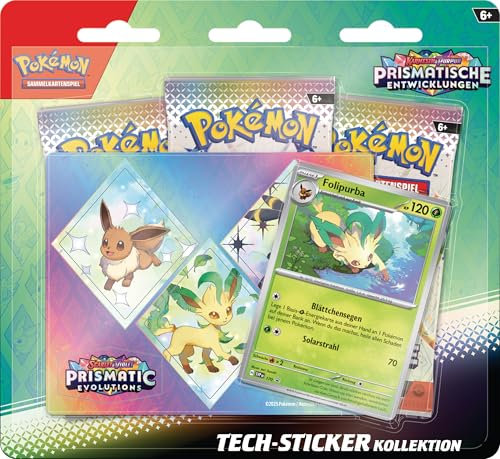 Pokémon-Sammelkartenspiel Tech-Sticker-Kollektion Karmesin & Purpur – Prismatische Entwicklungen: Folipurba (1 holografische Promokarte & 3 Boosterpacks)