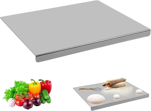 Edelstahl-Schneidebrett 30 x 40 cm, Küche Schneidebrettchen, Arbeitsplatte Knetbrett, Küchenplatte mit Anschlagkante, Metall Küchenbrett Spülmaschinenfest für Kneten,Schneiden & Backen