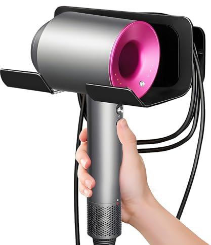 Yichalodge Porta Asciugacapelli Alluminio Porta Phon da Muro per Bagno con Portacavi da Parete Autoadesivo Supporto Asciugacapelli per Hotel Bagno Parrucchieri