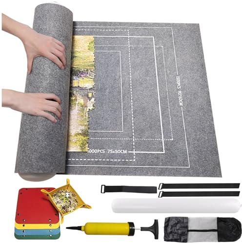 Puzzlematte Für Puzzle Mit Bis Zu 2000 1500 1000 Teile, Puzzlematte 2000 Teile, Puzzle Matte, Puzzlerolle Für Erwachsene & Kinder(Grau, für 2000)