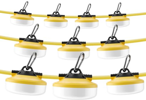 LED Construction String Lights 100FT, 3 Prong, 10000 LM, 5000K LED String Work Lights, 100W Temporary Lighting for Job Site Outdoor Indoor, IP65 Waterproof Temporary Construction Lights, ETL Listed