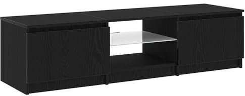 vidaXL Mobile TV Rovere Nero 140 x 38,5 x 36 cm Legno Multistrato, Mobile per TV Rettangolare, arredo Minimalista, Contenitore in Legno, Perfetto per Salotto e Relax