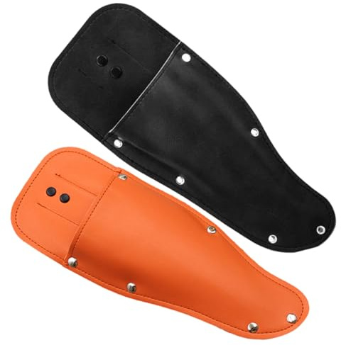 UPKOCH Set 2 Pezzi Custodia Per Forbici Da Potatura in Pelle Nera e Arancione, Porta Forbici Per Potatore Da Giardino, Copertura Per Potatore Per Attrezzi Giardinaggio Cinturino Da Cintura