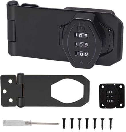 Lunaanda Cadenas à Code Noir 10 cm, Serrure de Tiroir sans Perçage avec Code à 3 Chiffres et Tournevis Cruciforme, Serrure Sans Clé en Alliage de Zinc pour Armoire, Casier, Meuble
