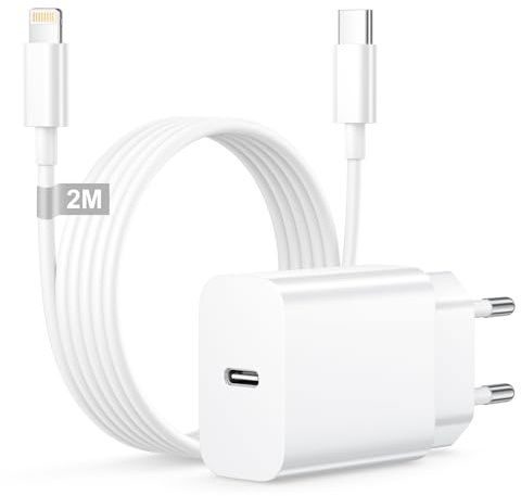 25W Chargeur Rapide iPhone avec Cable Lightning 2M, Prise Chargeur iPhone Rapide Chargeur USB C pour Apple iPhone 14 Pro Max/14 Plus/13 Mini/12/11/SE/XR/X/8