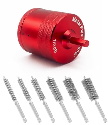 YIngo Firety 7-Piece Copper Pipe Cleaning Tool Kit: Drill Compatible, 1/4 Hex Shank, Includes 1 Copper Pipe Cleaner & 6 Stainless Steel Bore Brushes (0.35-0.75 inch) for Efficient Pipe Descaling