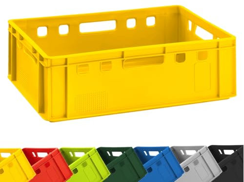 BURI 1 caisse à viande E2 - Jaune - 60 x 40 x 20 cm - Empilable - Fabriquée en Allemagne - Convient à un usage alimentaire, robuste, empilable